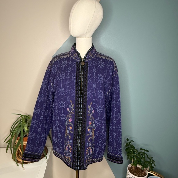 Icelandic Design Wool Blend Floral Tapestry Jacket M Nordic Embroidered Boho 03 - Picture 2 of 14